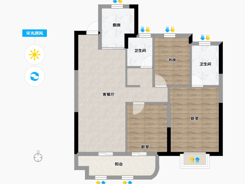 浙江省-宁波市-中交·蔚泱云城-79.54-户型库-采光通风