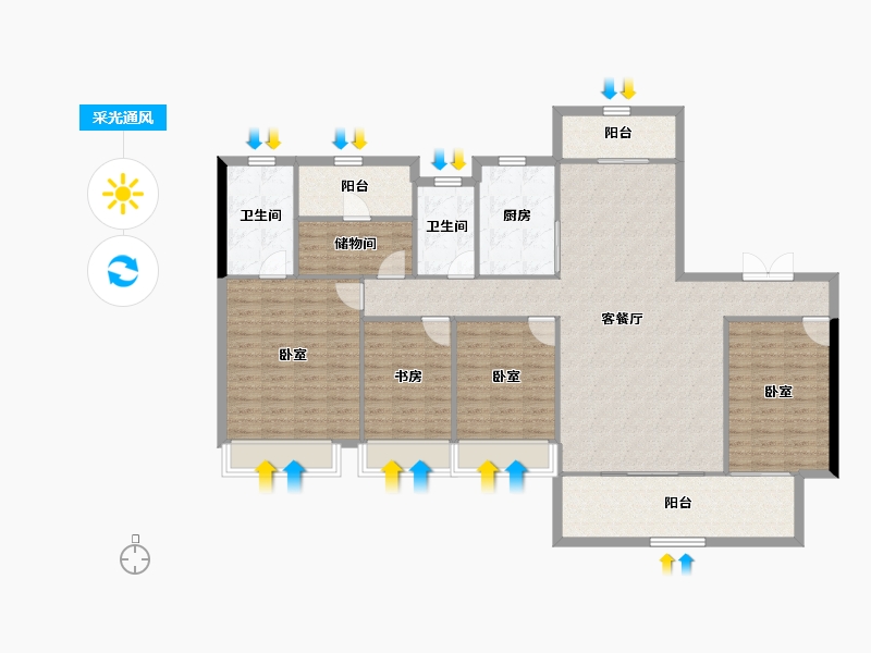 湖南省-长沙市-国欣向荣广场-145.49-户型库-采光通风