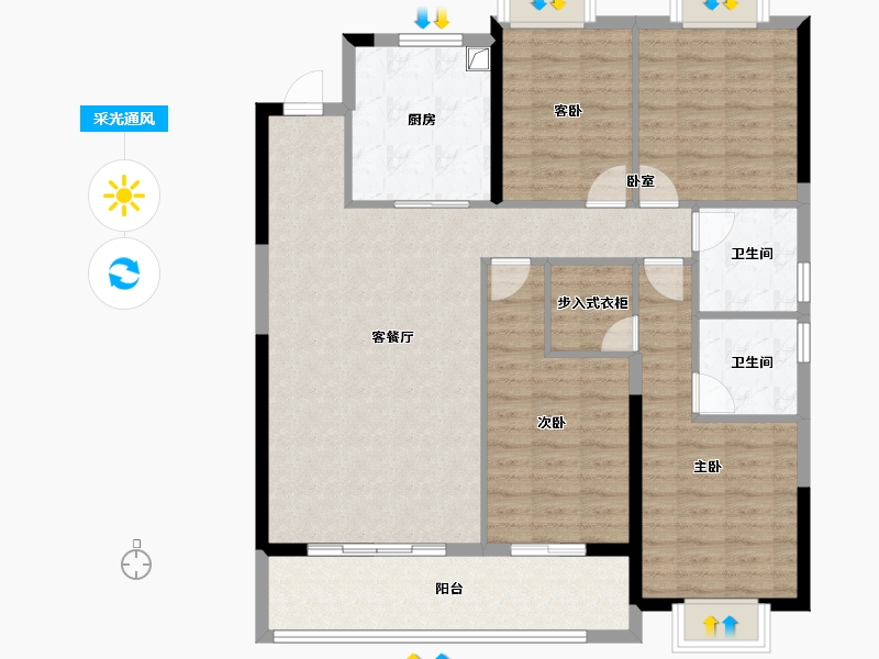 江苏省-南京市-中天云来-114.40-户型库-采光通风