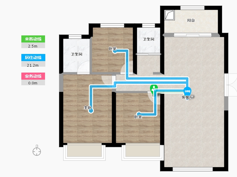 山西省-晋中市-文旅·云溪里-76.64-户型库-动静线