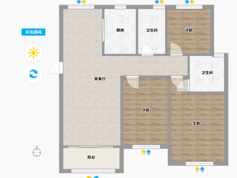 江苏省-扬州市-如意园-120.00-户型库-采光通风