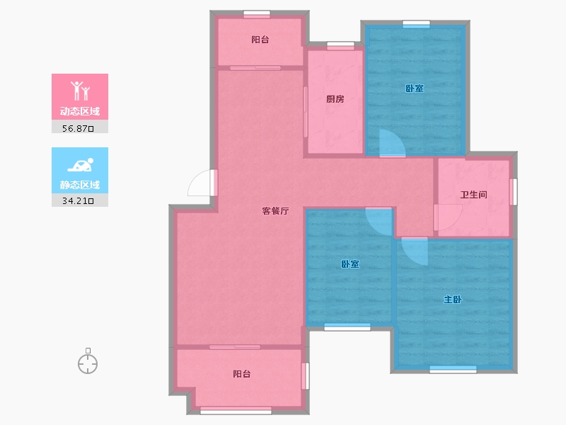 浙江省-杭州市-滩头富春景苑-78.40-户型库-动静分区