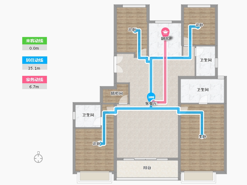 浙江省-杭州市-望翠蓝庭-155.32-户型库-动静线