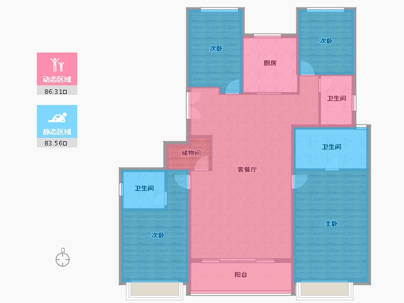 浙江省-杭州市-望翠蓝庭-155.32-户型库-动静分区