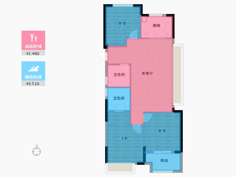 浙江省-湖州市-祥新溪境府-84.00-户型库-动静分区