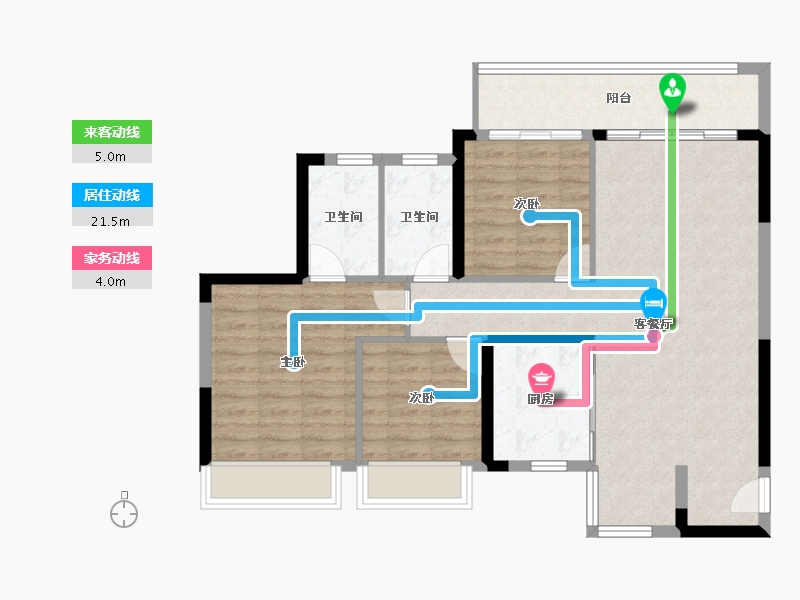 四川省-成都市-星河WORLD公园贰号-88.95-户型库-动静线