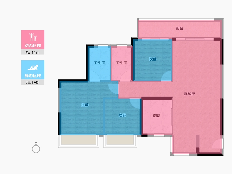 四川省-成都市-星河WORLD公园贰号-88.95-户型库-动静分区