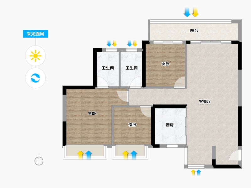 四川省-成都市-星河WORLD公园贰号-88.95-户型库-采光通风