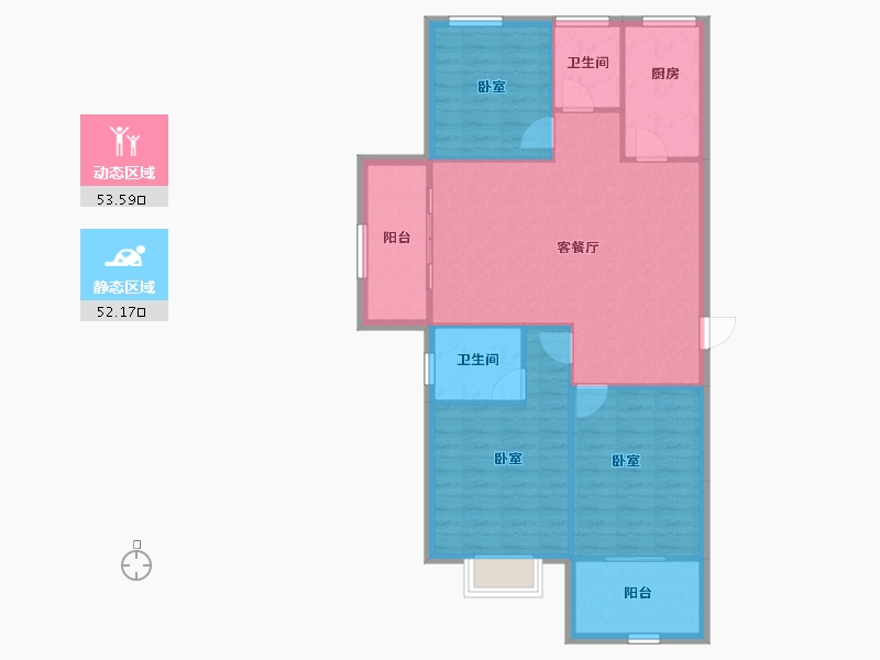 河南省-郑州市-谦祥·雲栖-96.95-户型库-动静分区