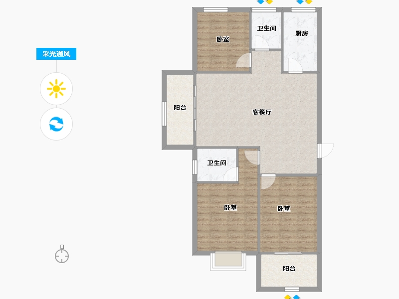 河南省-郑州市-谦祥·雲栖-96.95-户型库-采光通风