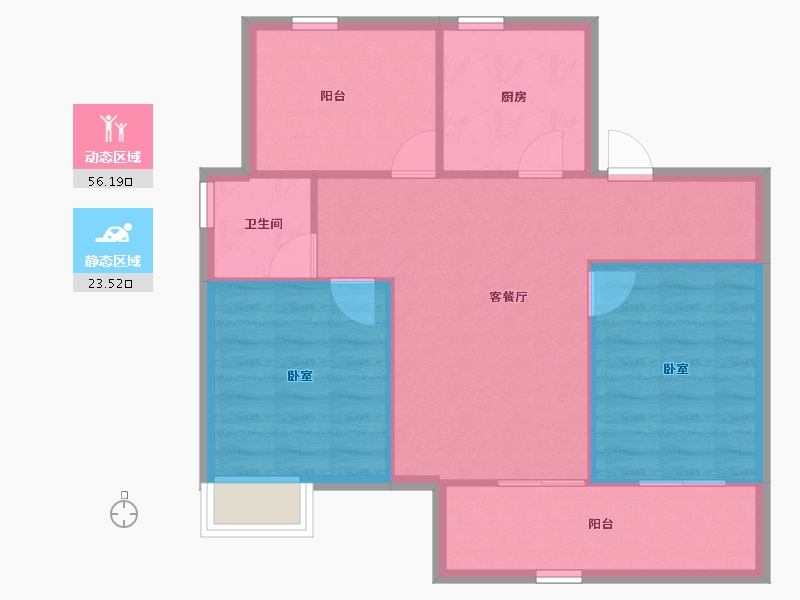 河南省-郑州市-高新·和锦莲序-72.66-户型库-动静分区