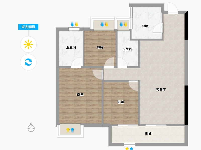 湖北省-武汉市-金融街金悦府-83.77-户型库-采光通风