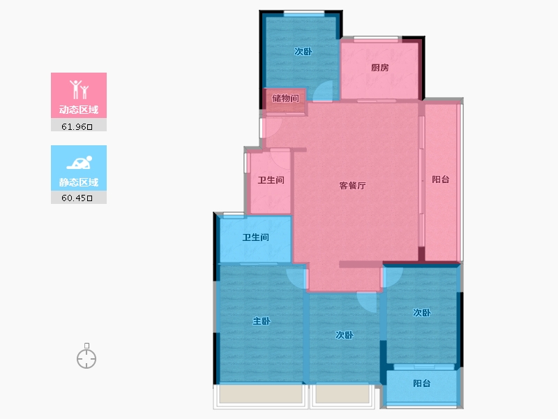 浙江省-杭州市-万科星图光年轩-111.22-户型库-动静分区