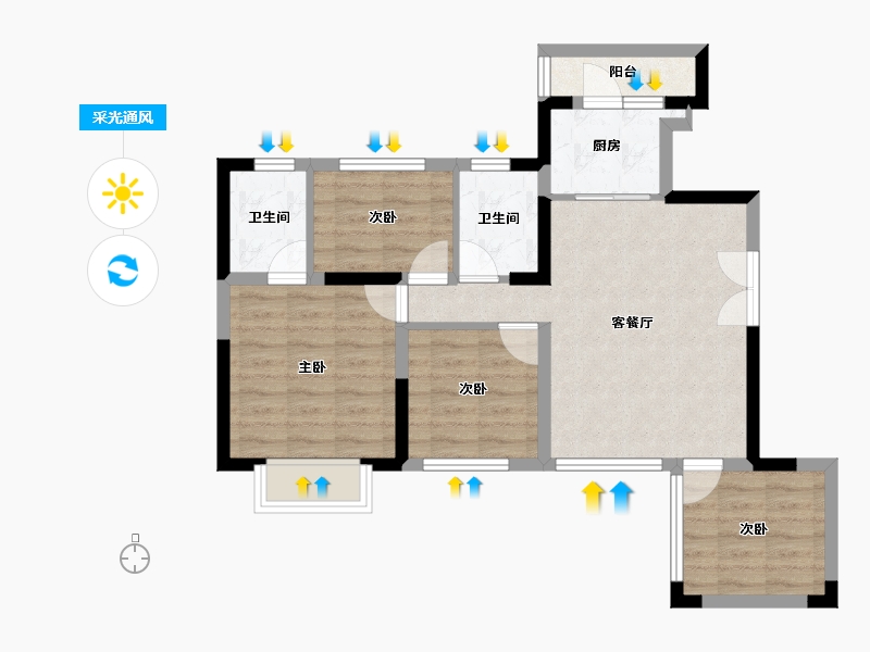 四川省-成都市-人居九林语-67.95-户型库-采光通风