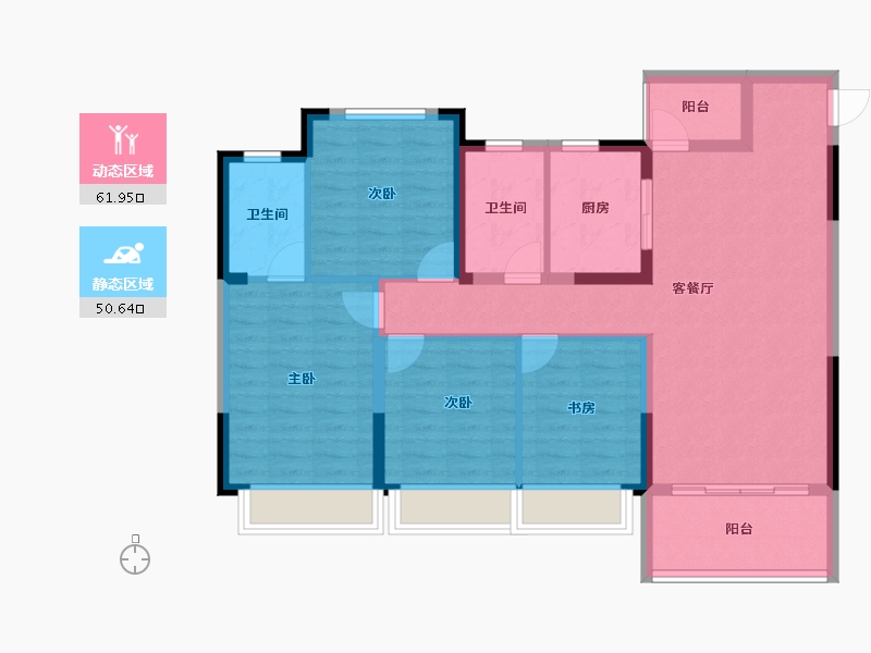 四川省-成都市-菁蓉滨湖湾-100.96-户型库-动静分区