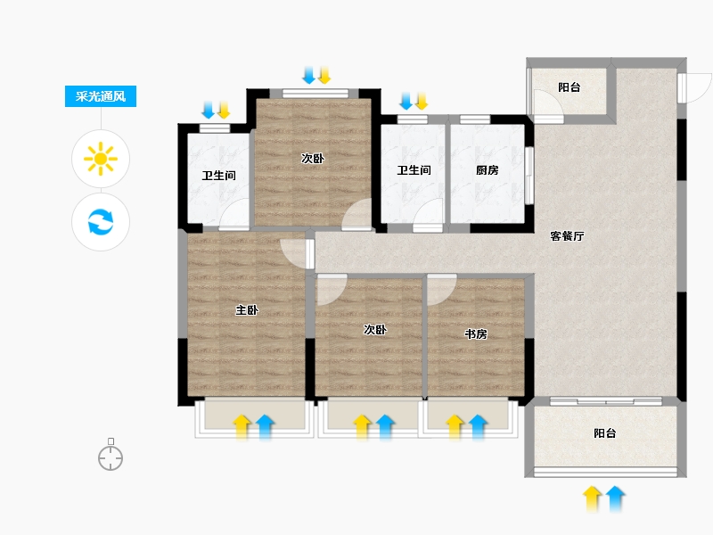 四川省-成都市-菁蓉滨湖湾-100.96-户型库-采光通风