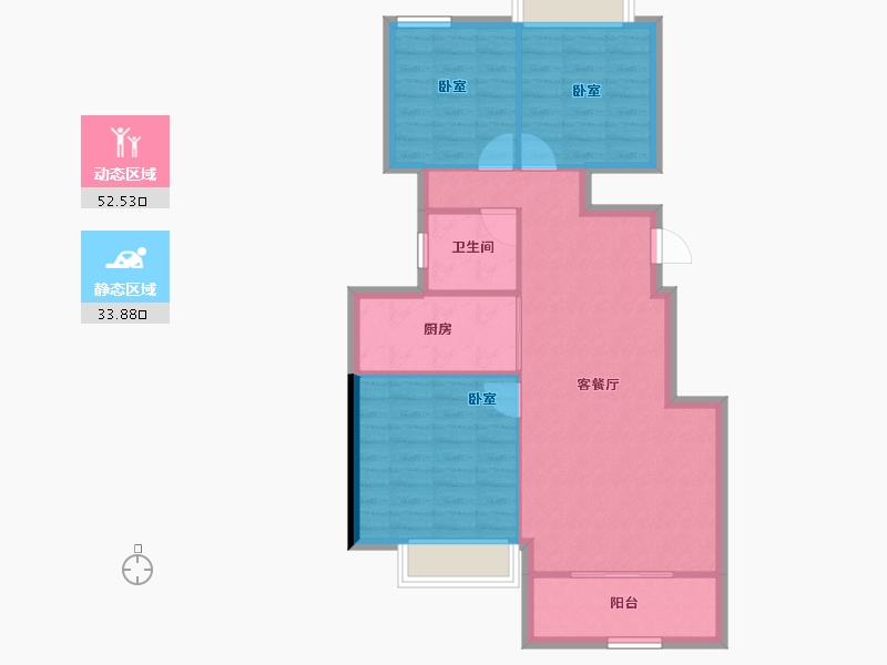 河南省-郑州市-万科·荣成云图-78.58-户型库-动静分区