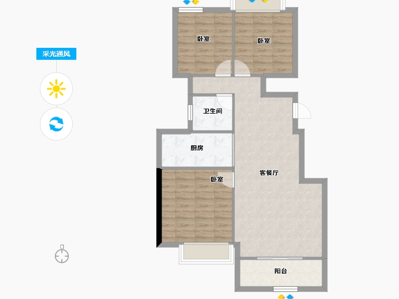 河南省-郑州市-万科·荣成云图-78.58-户型库-采光通风