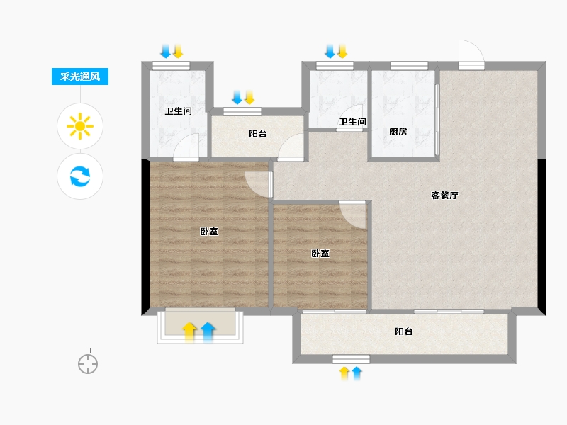 湖南省-长沙市-中国铁建・瀚澜湾-85.68-户型库-采光通风