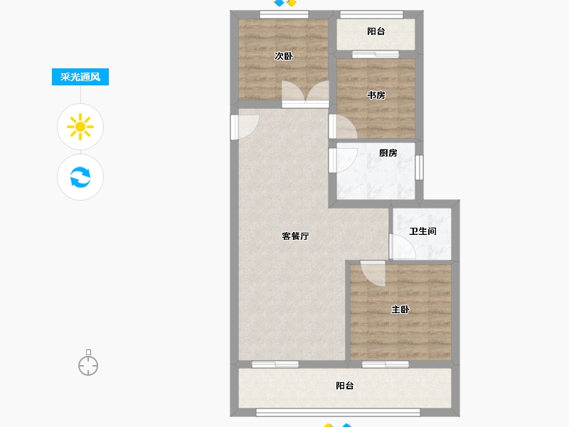 安徽省-淮北市-融翔书香-71.19-户型库-采光通风