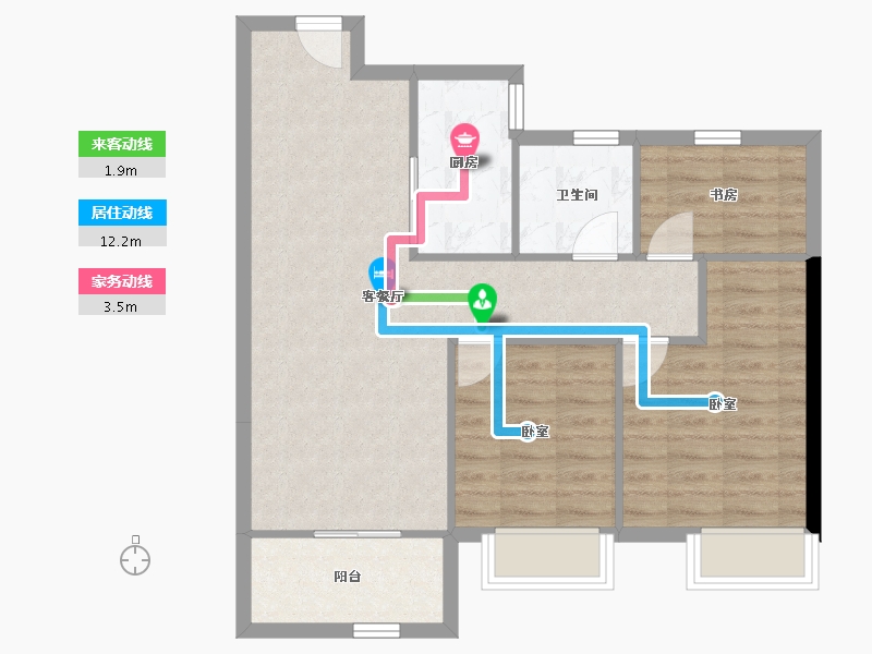 湖北省-武汉市-伟鹏硅谷小镇一期-72.94-户型库-动静线