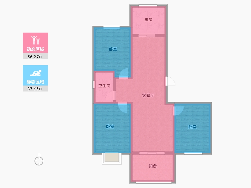 陕西省-西安市-泾干学府-83.76-户型库-动静分区