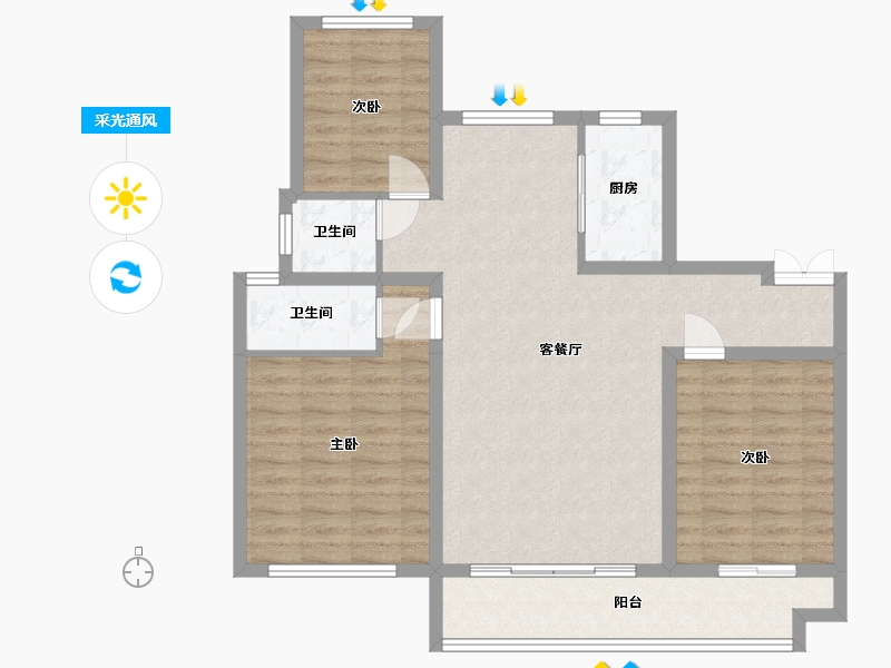 山东省-东营市-凤鸣春秋-101.60-户型库-采光通风