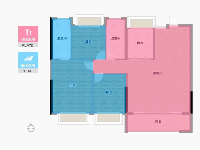 上海-上海市-龙湖松江·御湖境-93.60-户型库-动静分区