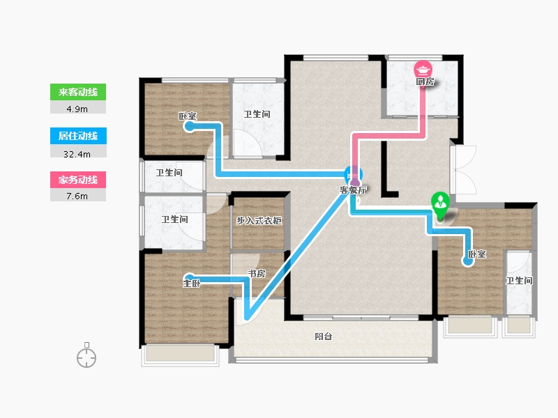 陕西省-西安市-大明宫金茂府二期-200.80-户型库-动静线