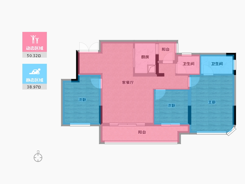 重庆-重庆市-巴南新鸥鹏巴川府-79.02-户型库-动静分区