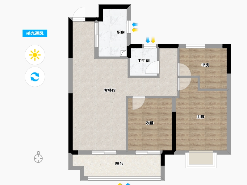 浙江省-宁波市-中交·蔚泱云城-71.20-户型库-采光通风