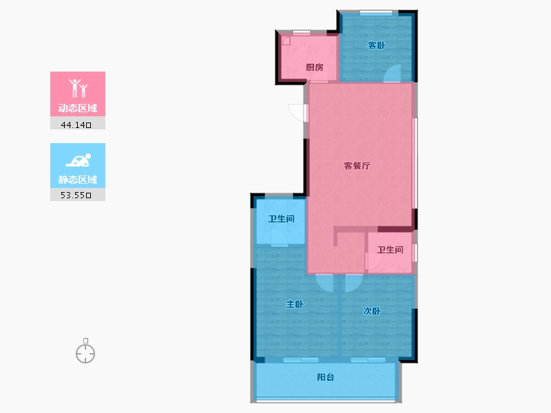 浙江省-宁波市-时代江上鸣翠-88.00-户型库-动静分区