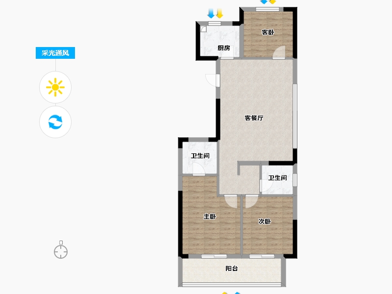 浙江省-宁波市-时代江上鸣翠-88.00-户型库-采光通风