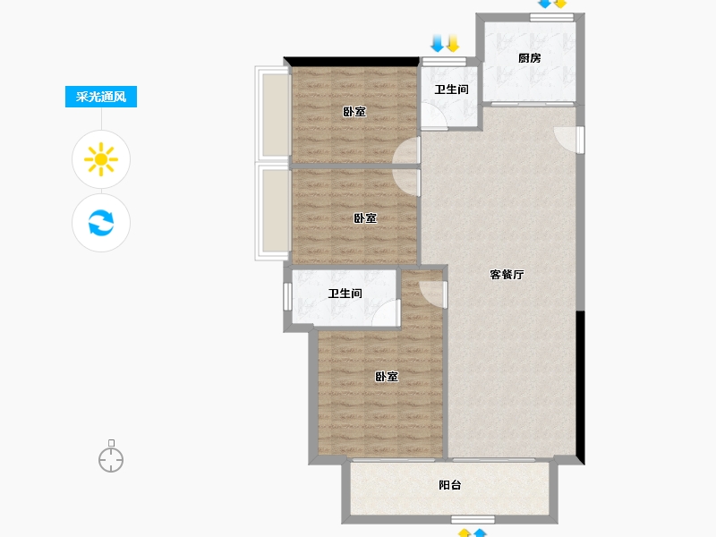 河南省-郑州市-美盛·教育港湾-100.68-户型库-采光通风