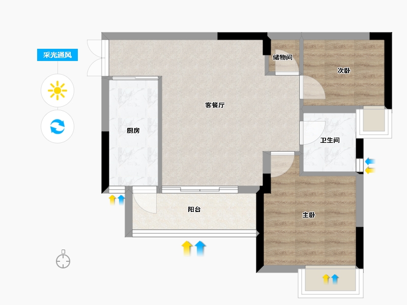 四川省-成都市-川发宽窄慢里-53.62-户型库-采光通风