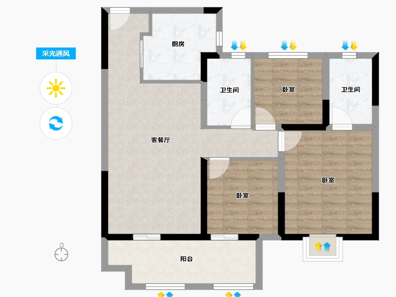 山东省-济南市-保利公园上城-84.28-户型库-采光通风