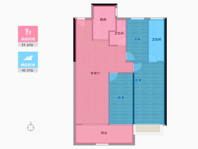 河南省-郑州市-美盛·金水印-92.67-户型库-动静分区