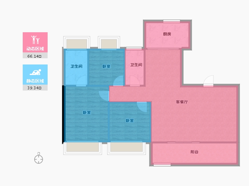 湖北省-武汉市-武汉城建花山印象二期-96.67-户型库-动静分区