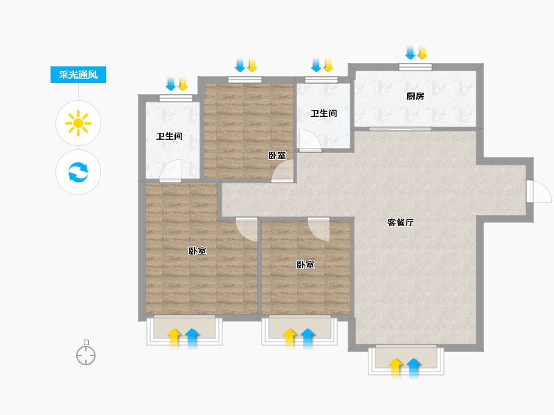 新疆维吾尔自治区-乌鲁木齐市-展图·世和府-102.68-户型库-采光通风