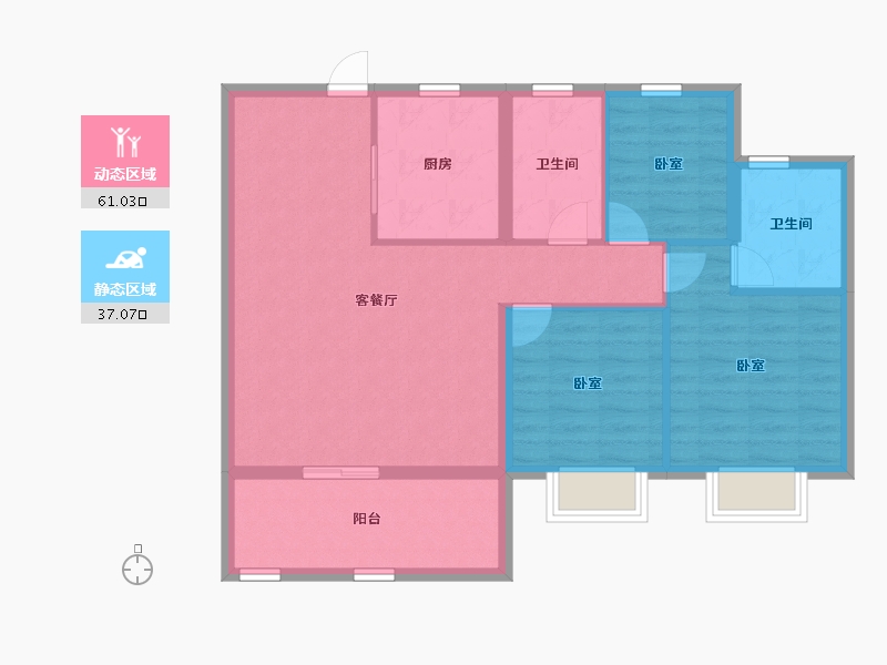 江苏省-南京市-保利阅云台-88.42-户型库-动静分区