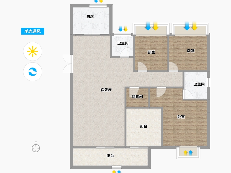 湖南省-长沙市-国欣云境府-115.29-户型库-采光通风