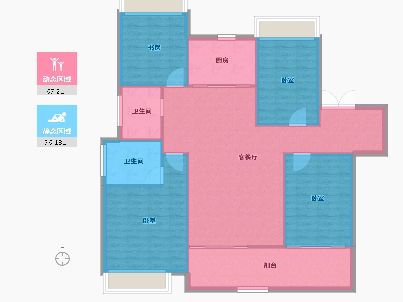 湖北省-武汉市-金融街金悦府-113.94-户型库-动静分区