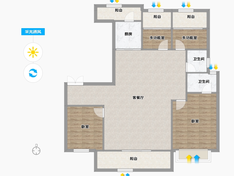 湖南省-长沙市-万科松湖天地-118.99-户型库-采光通风