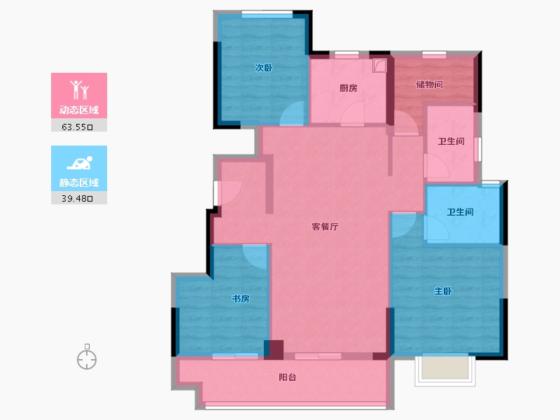 浙江省-宁波市-美的海畔云城-92.00-户型库-动静分区