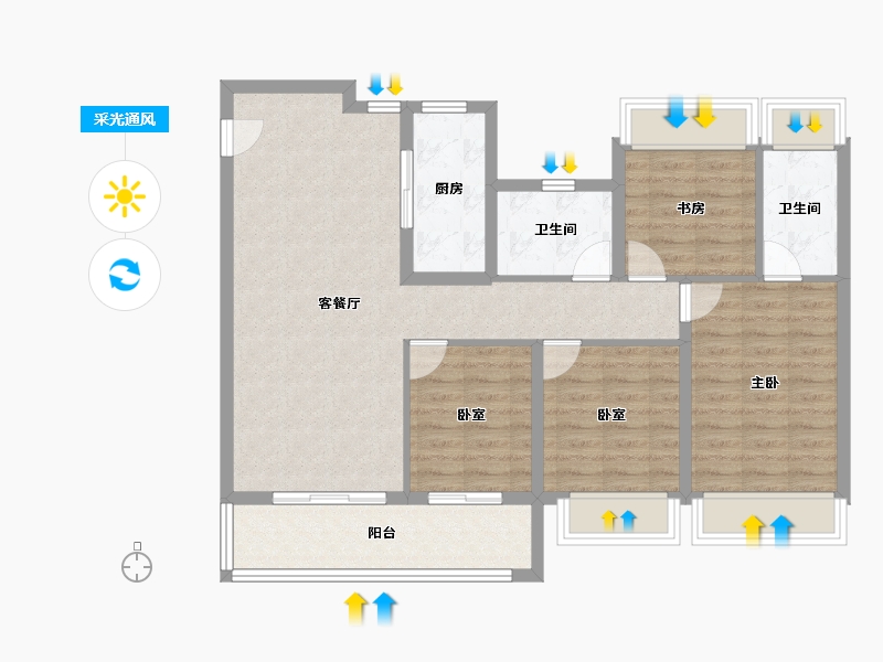 江苏省-苏州市-中交春映东吴-96.00-户型库-采光通风