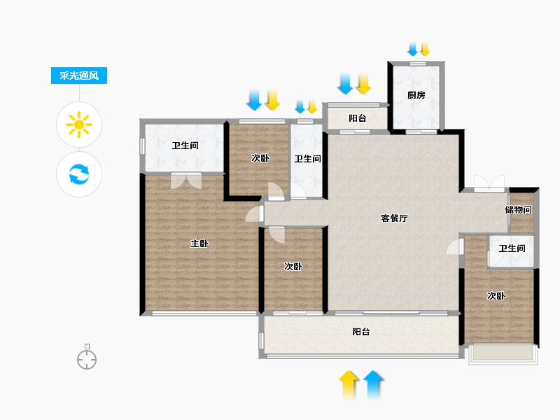 广东省-佛山市-保利三龙湾天珺-193.34-户型库-采光通风