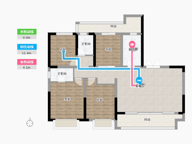 陕西省-西安市-富惠∙鹿鸣湾-110.05-户型库-动静线