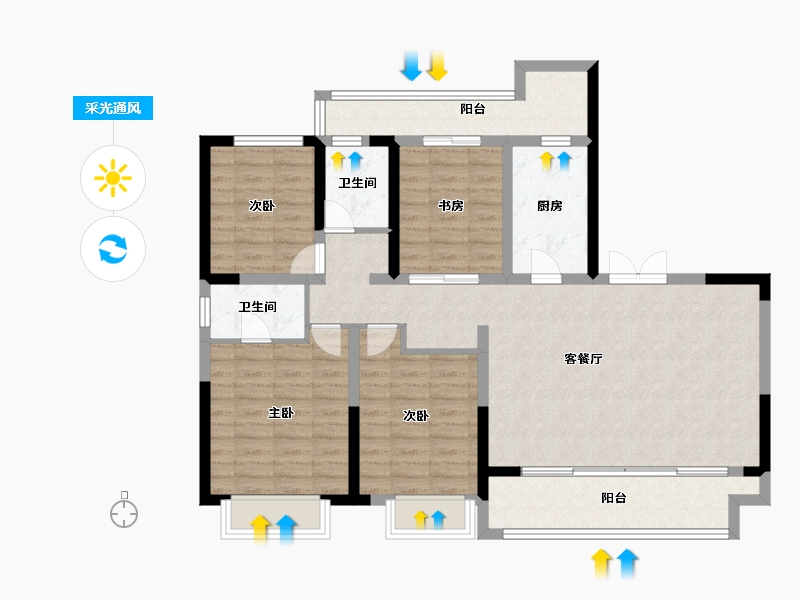 陕西省-西安市-富惠∙鹿鸣湾-110.05-户型库-采光通风