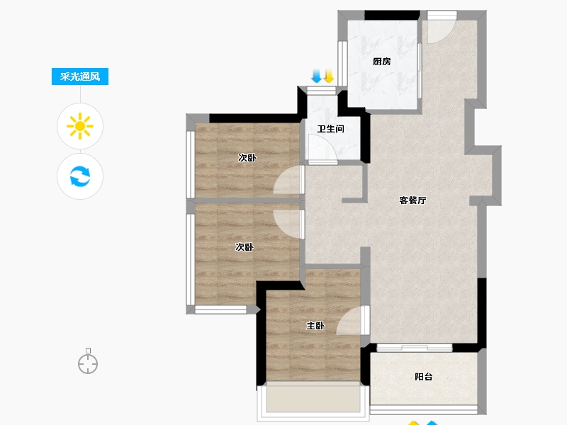 广东省-深圳市-万科未来之光-58.40-户型库-采光通风