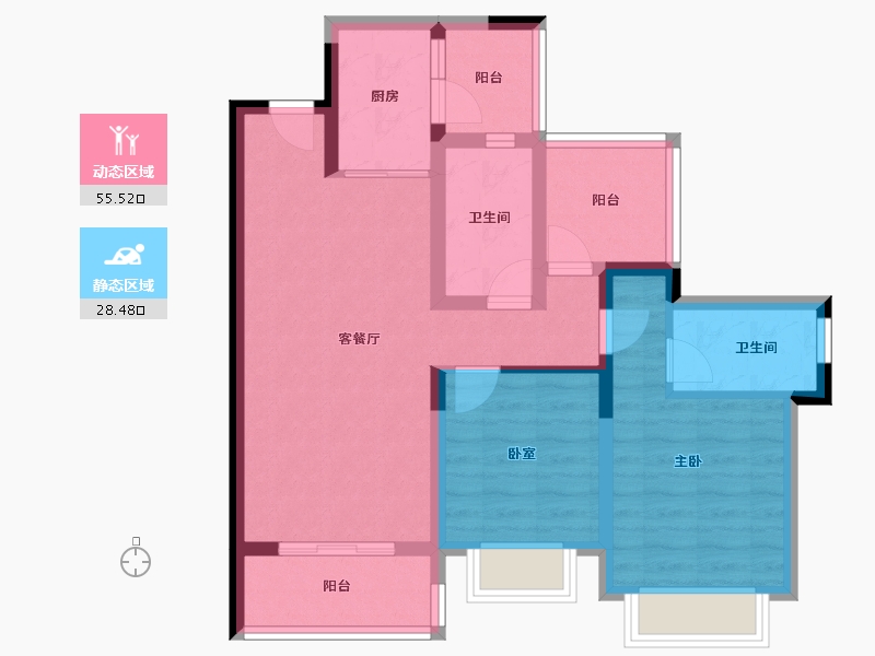 广东省-惠州市-金裕星河丹堤-73.48-户型库-动静分区